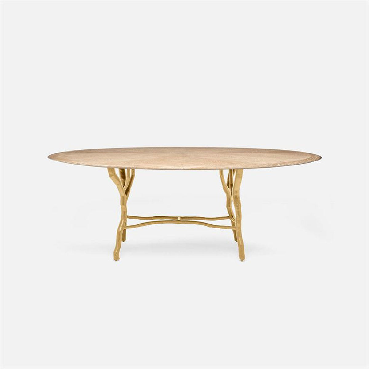 Made Goods Royce Abstract Branch Oval Dining Table in Cerused Oak Top