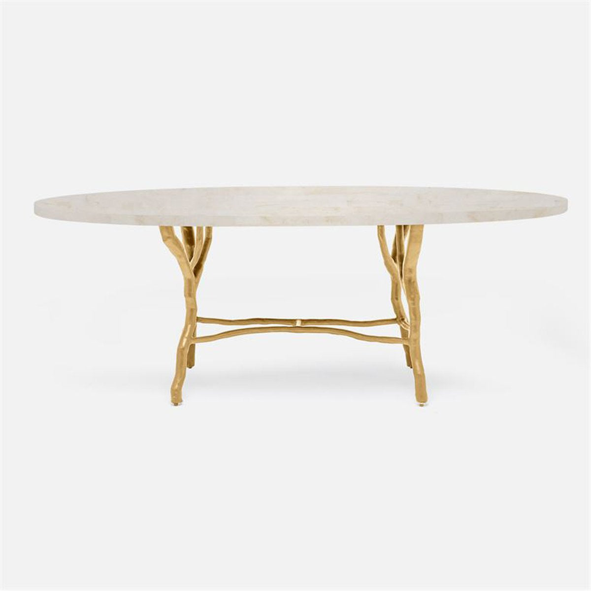 Made Goods Royce Abstract Branch Oval Dining Table in Stone Top