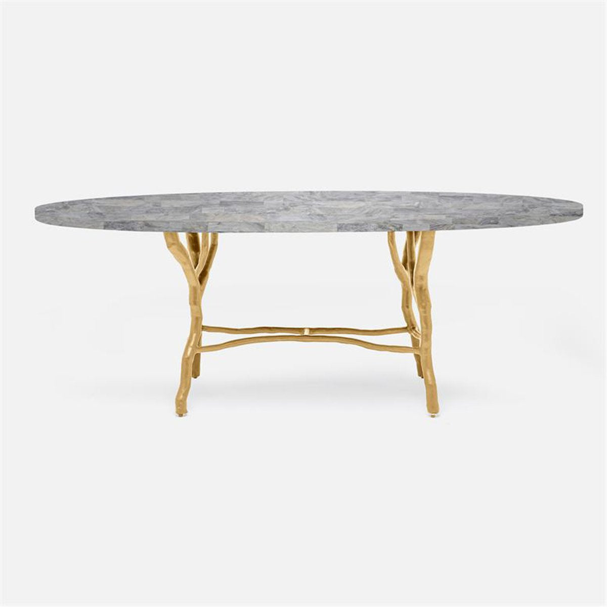 Made Goods Royce Abstract Branch Oval Dining Table in Stone Top