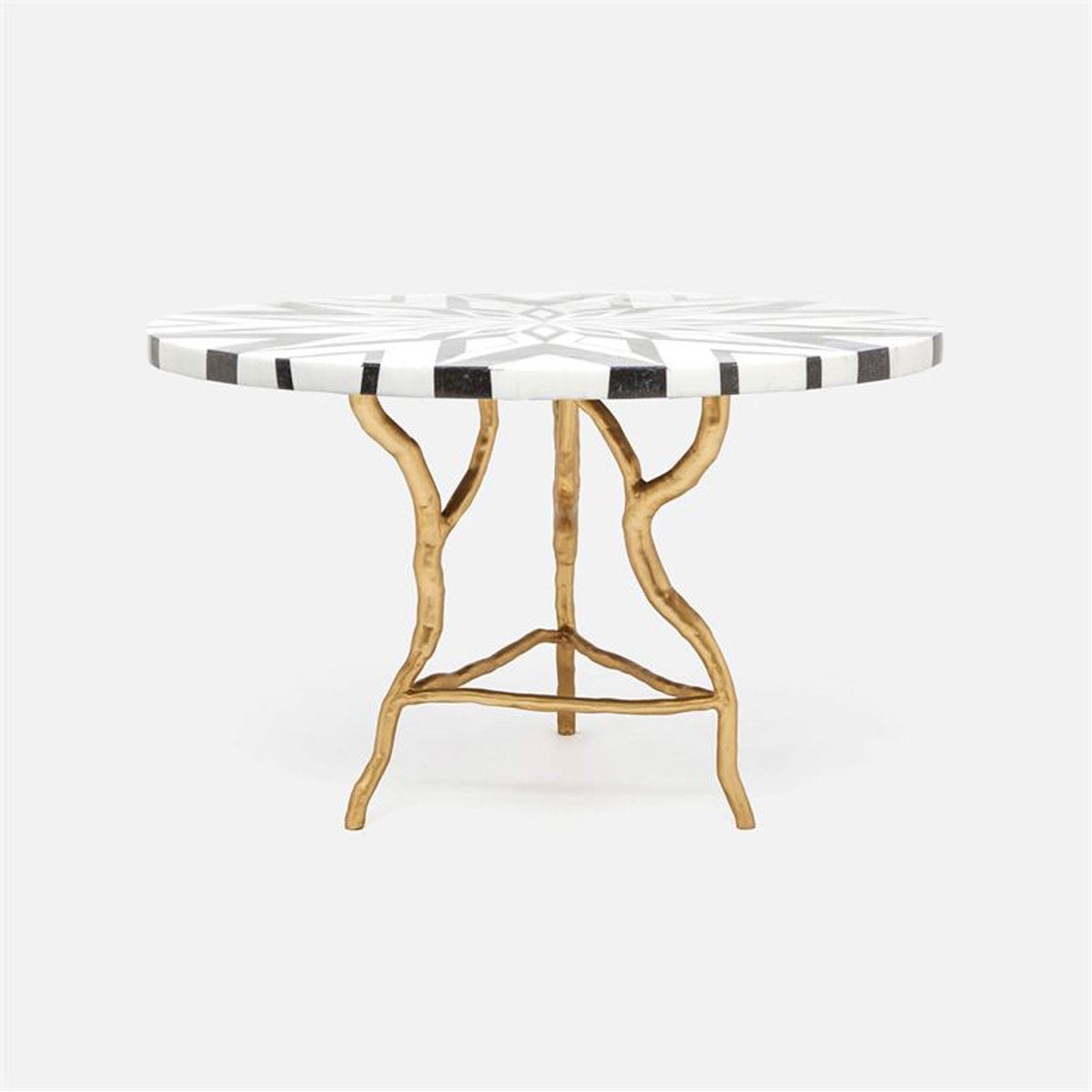 Made Goods Royce Abstract Branch Round Dining Table, Geometric Marble