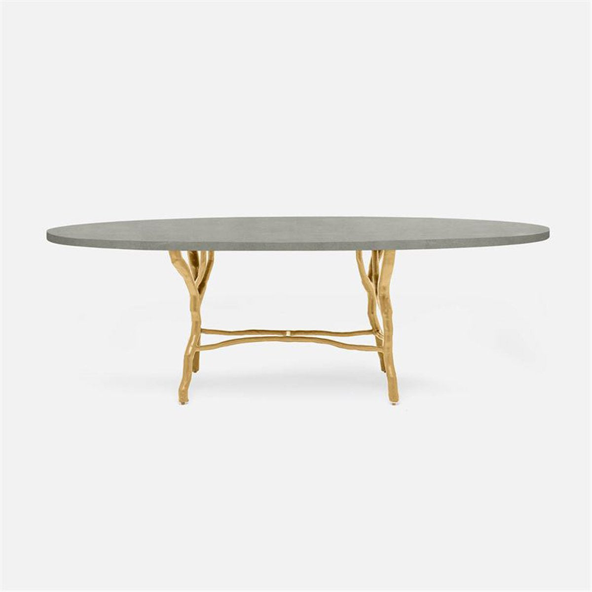 Made Goods Royce Abstract Branch Oval Dining Table in Faux Shagreen Top