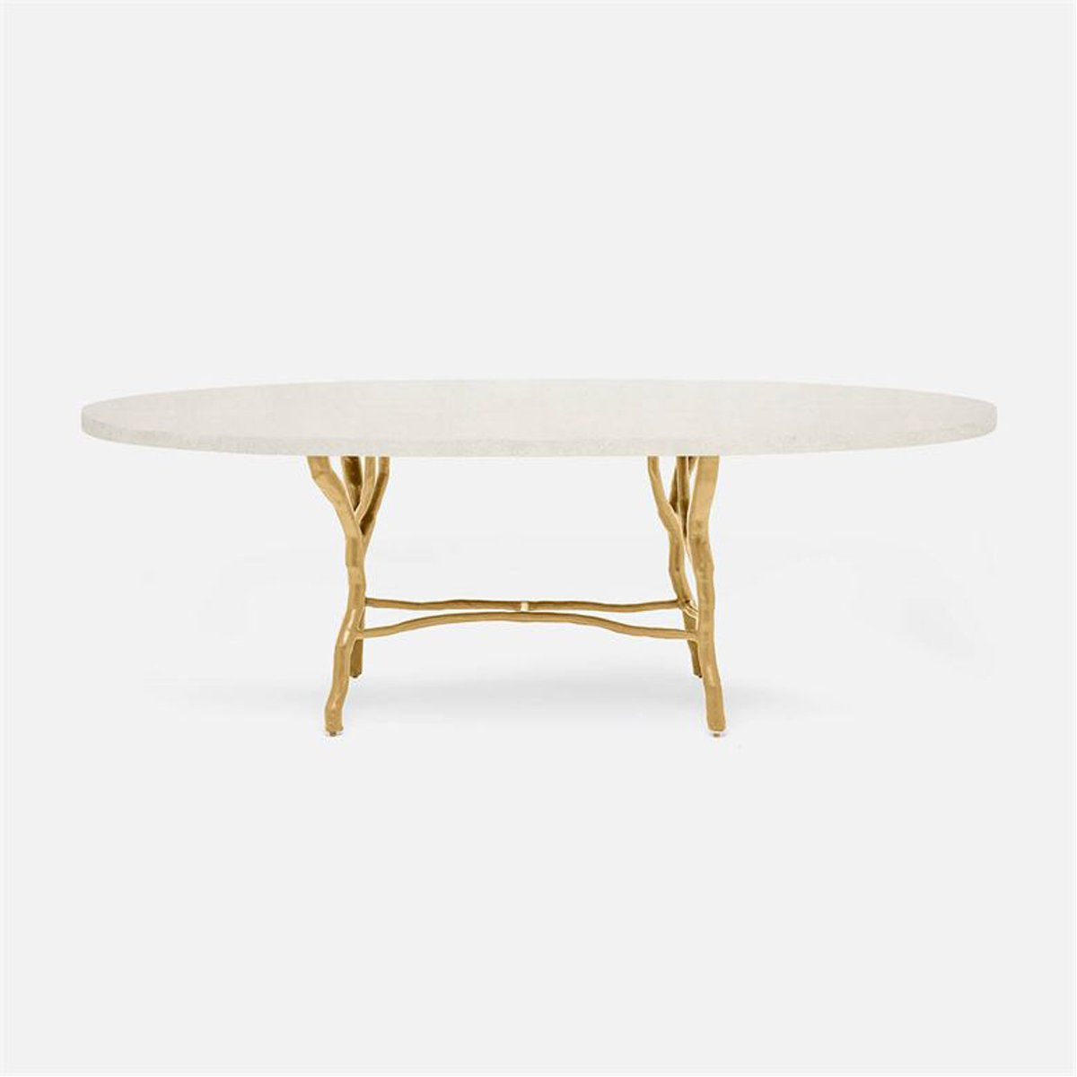 Made Goods Royce Abstract Branch Oval Dining Table in Faux Shagreen Top