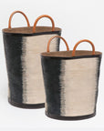 Made Goods Aubrie Pattern Fabric Leather Handles Basket, 2-Piece Set