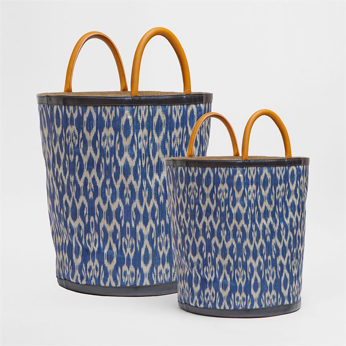 Made Goods Aubrie Pattern Fabric Leather Handles Basket, 2-Piece Set