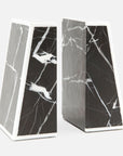 Made Goods Griffen Nero Marble Outdoor Bookends with White Border, 2-Piece Set