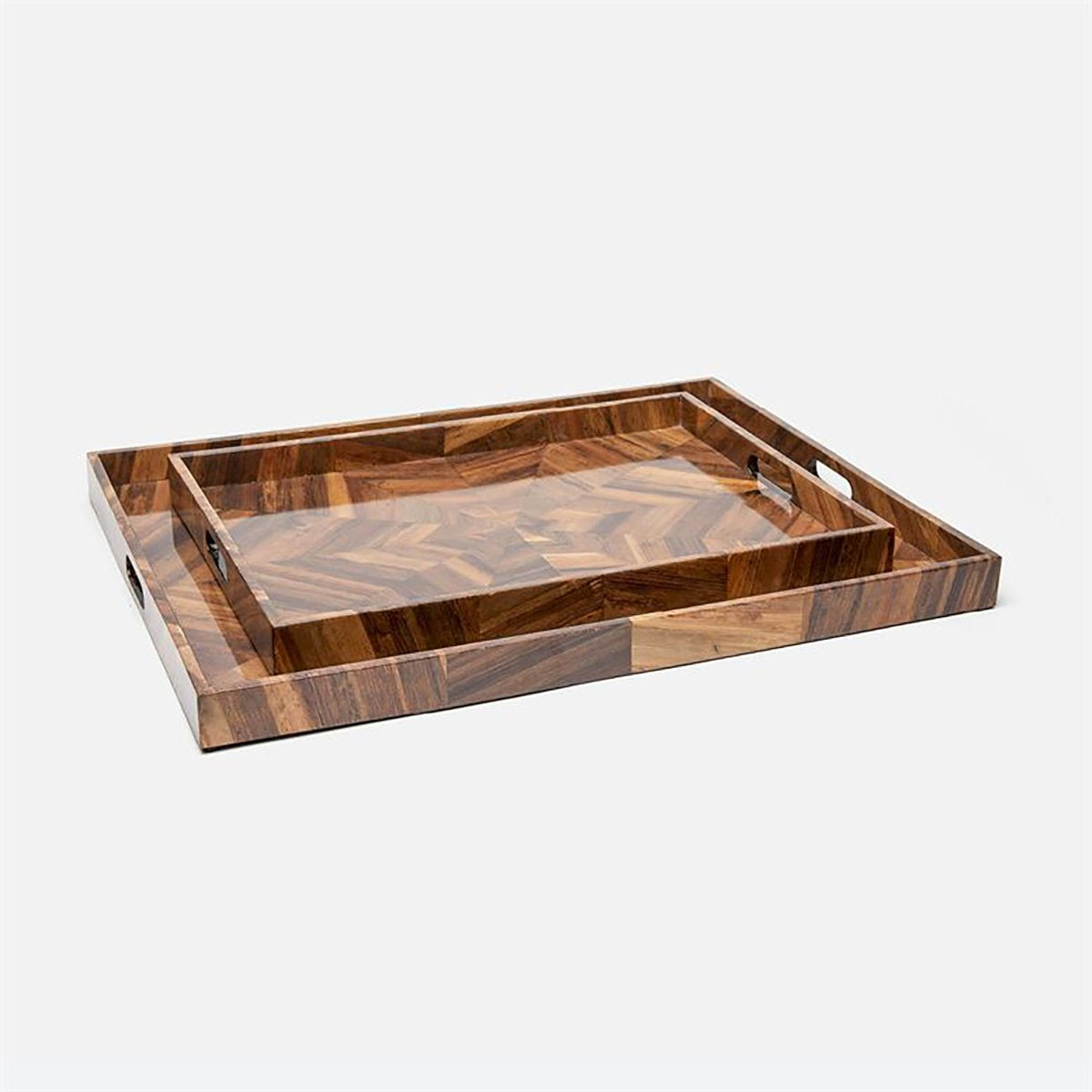 Made Goods Jada Rectangular Parquet Tray, 2-Piece Set