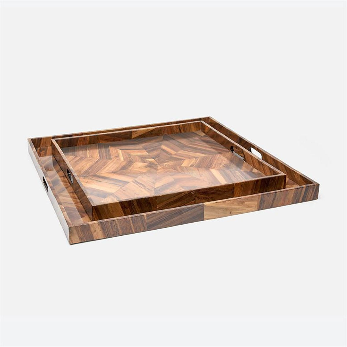 Made Goods Jada XL Square Parquet Tray, 2-Piece Set