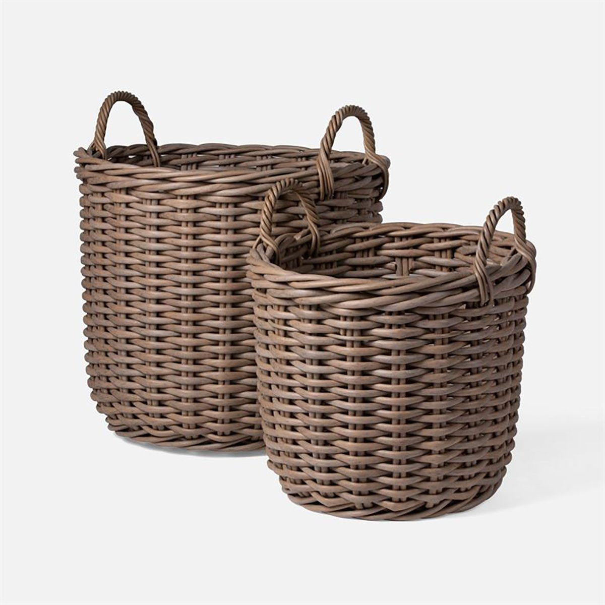 Made Goods Warner XL Round Woven Faux Wicker Outdoor Basket, 2-Piece Set