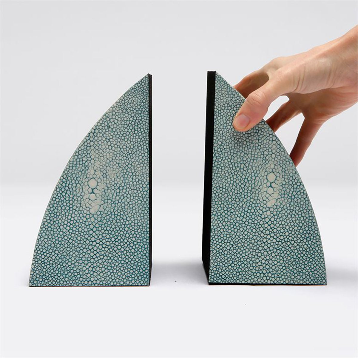 Made Goods Worton Curved Realistic Faux Shagreen Bookends, 2-Piece Set