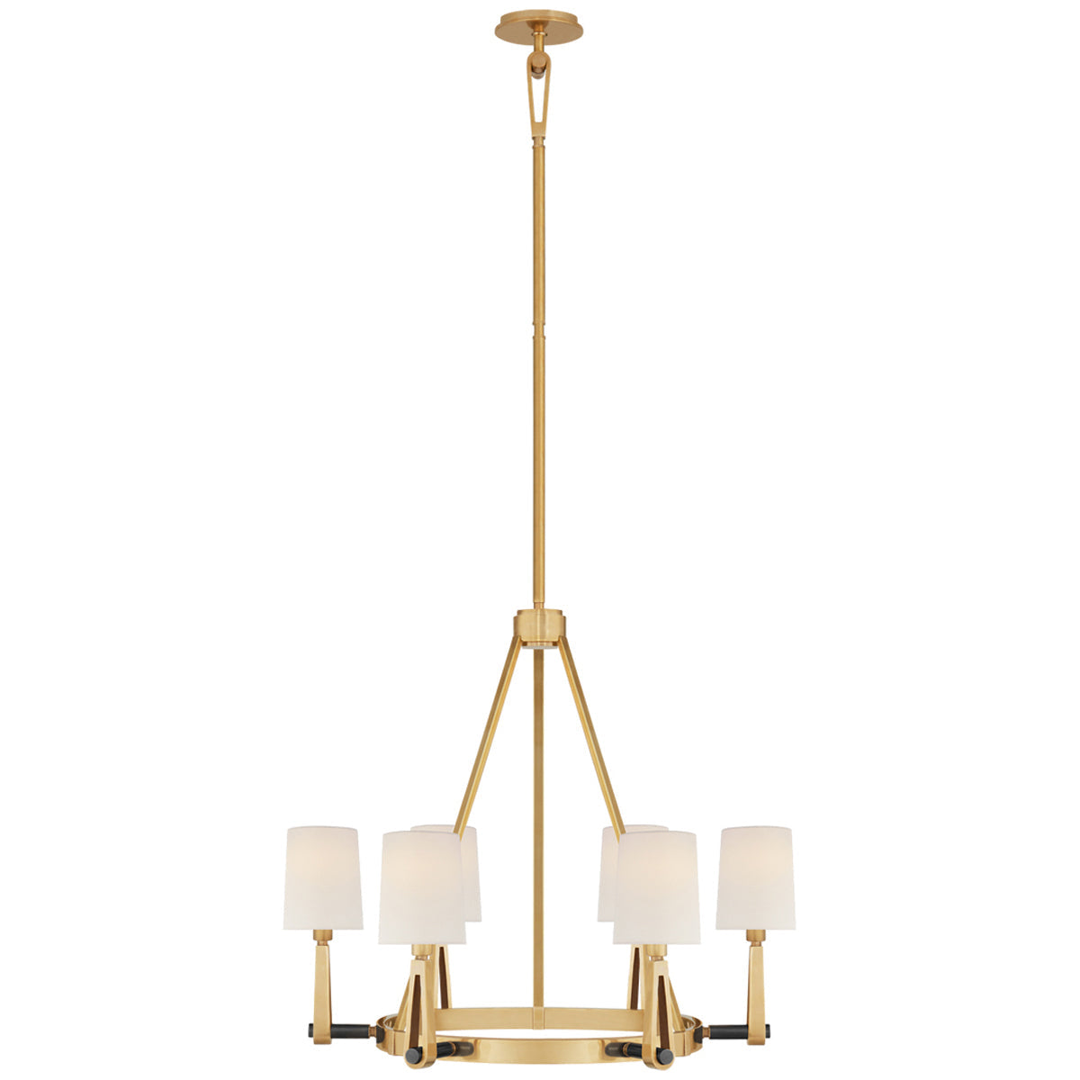 Visual Comfort Alpha Medium Chandelier, Linen Shade