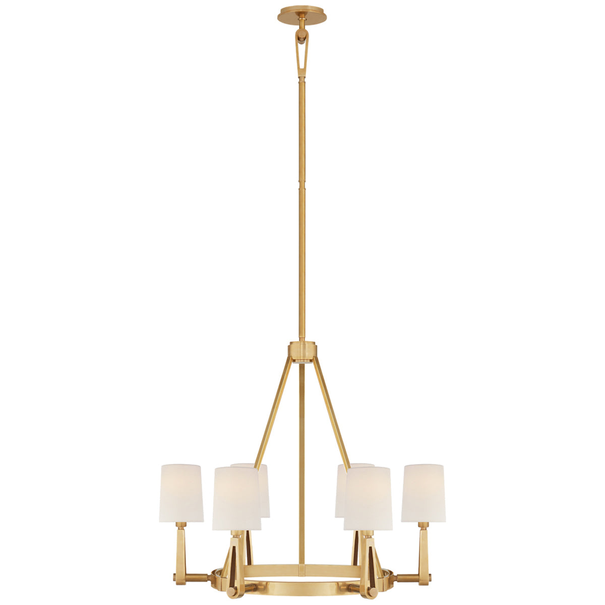 Visual Comfort Alpha Medium Chandelier, Linen Shade