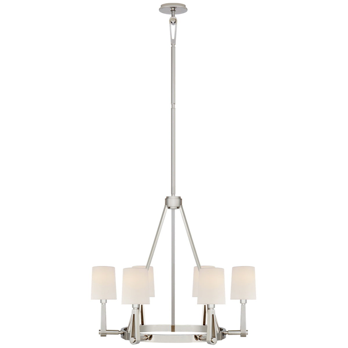 Visual Comfort Alpha Medium Chandelier, Linen Shade