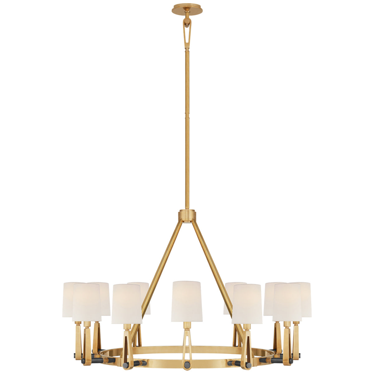 Visual Comfort Alpha Grande Chandelier, Linen Shade